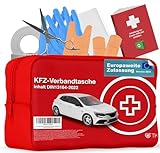 Auto Verbandskasten - Neue Norm 2023 & 2024 - zertifiziert DIN 13164 - STVO & 2x Maske Erste Hilfe KFZ Verbandstasche Kit First Aid