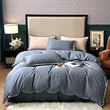 SLOPSS Tassels Duvet Cover Kissenbezugsblatt 600TC Baumwollbettwäsche Set King (Farbe: Size (eine Queen -Größe 4pcs)