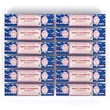 Satya Nag Champa Räucherstäbchen Räucherwerk Agarbatti Incense Sticks Handgerollt in Indien (12 Packungen je 15 Gramm)