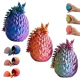KAHAUS 3D Baby Drache im Ei – Drachenei mit Baby-Drachen 10 cm Figur | 3er-Set Große Eier | Multicolor schlüpfender Überraschungsdrache | Bewegliches Fantasy Spielzeug & Sammelfigur für Kinder
