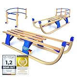 Alpenflitzer® Holzschlitten mit Lehne 110 cm Davoser Rodel Faltbarer Klappbarer Kinderschlitten; Premium Holz-Schlitten aus Buchenholz Klappschlitten (Modell 2025/26) (mit Lehne)