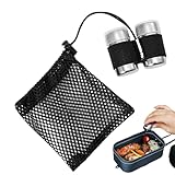 Camping-Gewürzflasche – Gewürzbehälter für unterwegs | 2 x Pfefferstreuer mit Deckel | Rostfreier Salz- und Gewürzspender mit Aufbewahrungstasche für Outdoor-Kochen und Reisen