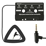 TKOOFN Auto Kassettenadapter Freisprecheinrichtung Radio Adapter KFZ Kassette Rufen/Musik Tape 3,5 mm Klinkenstecker mit Mikrofon für Smartphones Handy CD-/MD-Player,MP3-Player Ipod Musik (Schwarz)