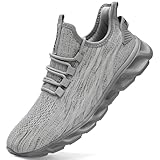 VGPSFN Damen Slip-On Outdoor Sneakers Leichte & Atmungsaktive Sportschuhe Alltagstaugliche Freizeitschuhe Bequeme Schuhe Mit Flacher Sohle Für Straßenlauf Wandern Training Hellgrau EU 40