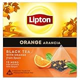 Lipton Schwarztee Orange, mit Orangen aus Spanien, für einen Moment des sonnigen Genusses, 20 Pyramidenbeutel