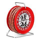 WURSTBARON® - Salami auf Feuerwehr-Trommel - Snack Wurst Mini-Kabeltrommel Schlauchtrommel Modell Freiwillige Feuerwehr - 3,5 Meter Wurst nach Krakauer Art - 240 g