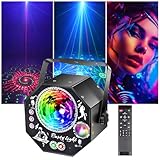 4 in 1 Discolicht Partylicht mit Fernbedienung, 75 Muster Effekte, RGB, UV, Strobe LED Sound Control, Musikgesteuert Discolicht, DJ Partylicht Discokugel für Party Fest Klub Halloween Weihnachten