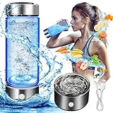 HEDIR Wasserstoffwasserflasche 420 ml Konzentration 1100-1680 ppb, tragbares USB-Ladegerät Wasserstoffwasser-Lonizer-Maschine mit SPE- und PEM-Technologie,Silver-420ml