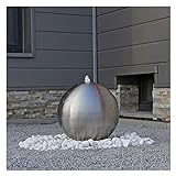 CLGarden Edelstahl Gartenbrunnen ESB4 mit Einer 38cm großen Edelstahl Kugel matt gebürstet und LED Beleuchtung Kugelbrunnen
