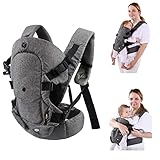 longdafei Babytrage, ergonomisches Design-Babytragetuch Cabrio mit atmungsaktivem Air-Mesh und verstellbaren Schnallen Baby Trage für Kleinkinder und Neugeborene