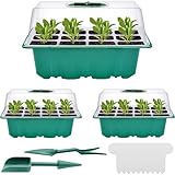 Mini Gewächshaus Anzucht, 3 Stück Zimmergewächshaus Anzuchtkasten, Setzling Starter Tabletts, Treibhaus Anzuchtschalen mit Deckel Belüftung