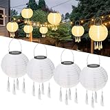 4Pcs Solar LED Lampions - Garten Laterne Außen Wetterfest Weiß - Lichterkette Aussen Boho Style - Wasserdicht Laterne für Party Dekoration