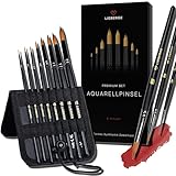 LIEBERGE Premium Aquarellpinsel – 8 Pinsel aus hochwertigem Synthetik-Zobelhaar – Aquarellpinsel Set ohne Haarverlust beim Malen | Watercolor Brush (8 Pinsel Synthetik-Zobelhaar)