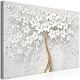 murando - Wandbilder XXL Abstrakte Baum 120x80 cm 1 tlg Wand Deko Leinwand Bilder Groß Wanddeko Wohnzimmer Schlafzimmer Kunstdrucke - Blumen Moitiv Blütenbaum Bäume Weiß b-B-0475-b-a