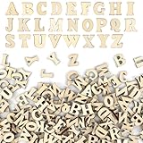 208 Stück Holzbuchstaben, 15mm Buchstaben Holz, Holzbuchstaben zum Basteln, Unbearbeitete Holz Buchstaben Deko, Holzbuchstaben Klein (A-Z), Scrabble Deko für Basteln, Hochzeit, Weihnachtsdekoration