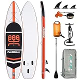 FunWater Aufblasbares Stand Up Paddle Board Surfbrett SUP Komplettes Paddleboard Zubehör Verstellbares Paddel, Pumpe, ISUP Reiserucksack, Sicherheitsleine. wasserdichte Handyhülle