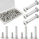 Möbelverbindungsschrauben Schrankverbinder Möbelverbinder Schrauben 60Stk M4 x 31-40mm Möbelschrauben Stahl Vernickelt Hülsenschrauben