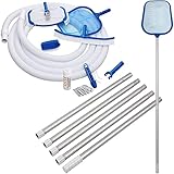 Deuba Reinigungsset Pool Wartungsset Zubehör Set Reinigungsbürste Oberflächenkescher Beckenbürste Handbürste Teleskopstange Schwimmschlauch Pooltester Tabletten Poolthermometer