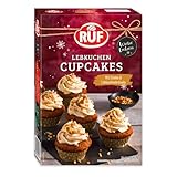 RUF Lebkuchen Cupcakes, leckere Lebkuchen Muffins mit cremigem Frosting, winterlichen Gewürzen sowie dekorativen Lebkuchenstreuseln, mit 8 Muffin Förmchen, 1x350g