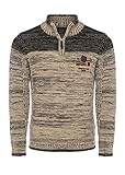 Carisma Strickpullover für Herren • Herren Troyer mit Stickerei • Angenehmer Regular Fit Pullover für Büro und Freizeit 7803 BEIGE XL