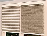 TROYAHOME® Doppelrollo Klemmfix Ohne Bohren Duo Rollo Fenster Rollo Easyfix (Wood Braun, 60 x 150 cm (Stoffbreite 57 cm)