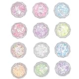 SAXOJONON für Nail Art Pailletten-Glitzergläser, 12 Farben Nageldekorationen mit dicht schließendem Deckel, ungiftige Materialien, für DIY-Maniküre-Anfänger und Profis