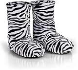 normani Hausschuhe für Ofen oder Mikrowelle mit Leinsamenfüllung Körnerpantoffeln Wärmehausschuhe Supersoft Stiefel Farbe Zebra Größe 41-45