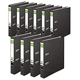 Original DINOR Ordner-Wolkenmarmor-Recycling - Made in Germany. 10er Pack 5 cm breit DIN A4 schwarz Aktenordner Briefordner Büroordner Pappordner Schlitzordner Grüner Balken Blauer Engel