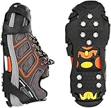 DAFROH Steigeisen für Schuhe, 10 Zähne Schuhkrallen, Eiskralle zum Spielen im Schnee, Anti Rutsch Schuhkralle mit Edelstahl Spikes für Wandern, Schnee, EIS, Trekking, Eisfischen (L (EU 40-44))