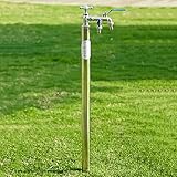 Generisch Vertikale Gartenbrunnensäule aus Edelstahl 304, freistehender Zierbrunnen mit Hydrantenanschluss für Garten, Hof und Rasen – Silber, 120 cm / 47,2 Zoll