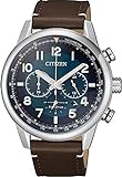 Citizen Herren Analog Eco-Drive Uhr mit Leder Armband CA4420-13L, Silber