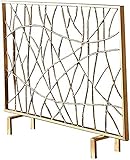 Funkenschutz Feuerfunkenschutzgitter Gold Kamingitter, Safe Proof Kaminzaun, Schmiedeeiserner Funkenschutz für Kaminplatten Zubehör, Einzelplatte
