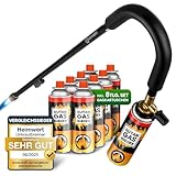 HEIMWERT Unkrautvernichter Unkraut Brenner Set - extrem leichtes und handliches Gas Abflammgerät für die einfache Entfernung Unkrautbrenner (Unkrautbrenner + 8 Kartuschen)