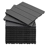 CCLIFE WPC Terrassendielen, Balkon Boden, Terrassenfliesen, Klickfliesen Terrasse, 30x30 cm, Wasserdicht Rutschfest, Geeignet für Balkon und Garten,Hellgrau,CushHom