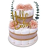MilaBoo® Windeltorte Vintage Eukalyptus Rosa I hochwertiges Neugeborenen Geschenk mit Windeln (rosa)