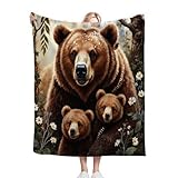 Fotmung Kuscheldecke Flauschig 180 x 200 Tier Bär, Mikrofaser Plüsch Decke Tagesdecke Für Kinder Erwachsene, 3D Sofadecke Couchdecke Wohndecke Flanell TV Decken für Bett Sofa D189