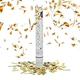 Relaxdays 10 x Party Popper 40 cm im Konfettikanonen Set, Konfetti Bombe, Hochzeit und Geburtstag, 6-8 m Effekthöhe, Gold metallic
