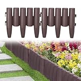 UISEBRT 8,4m Rasenkante Kunststoff Holzoptik Beetumrandung Gartenzaun Beeteinfassung Gartenpalisade Border Garten Dekorativ Blumenbeet, Braun, 1 Element (L x H): 28cm x 24cm