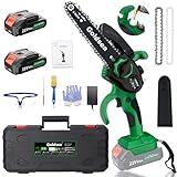 Mini Kettensäge mit Akku 4000mAh, GISTAR 6 Zoll Elektro Akku Motosäge mit Kettenspanner und Automatischer Öler, Handkettensäge für Beschneiden von Gartenzweigen und Behandlung von 15cm Heizholz
