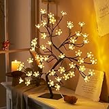 CECOMBINE LED Baum Bäumchen Blütenbaum Kirschbaum Lichterbaum Baum mit Warmweißer 60 LEDs Licht, Baum Lichter Bäumchen für Party Geburtstag Hochzeit Weihnachten Partei Innen Dekoration (Warmweiß)