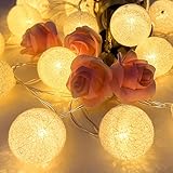 EvaStary LED Baumwollkugeln Lichterkette, 20 LED Cotton Ball Lichterketten Kugeln Nachtlicht für, LED Kugeln Lichterkette Innen für Kinderzimmer, Weihnachten, Party, Wohnheim, Zimmer, Hochzeit