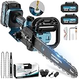 12-Zoll-Akku-Kettensäge, 2x4000mAh Kabellose Elektrokettensäge, Kabellose Astsäge für Gartengeräte, Holzschneiden, Heimwerken (1800W Brushless) – PowerCut X13