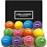 Badebomben Geschenk Set 12er Pack – 12 Sprudelbäder mit rein natürlichen ätherischen Ölen – Geschenk Idee – Shea & Kakaobutter – Natürliche Zutaten