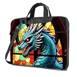 TFSW Computer-Rucksack für Herren, blauer Drache im Buntglasfenster, Laptoptasche, 15,6 Zoll Laptoptasche, Laptoptasche 16 Zoll, farbig, 26x36cm