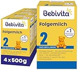 Bebivita 2 Folgemilch (4 x 500g), nach dem 6. Monat, mit Vitamin C und D, Omega-3 (DHA), altersgerecht sättigend