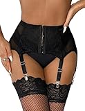comeondear Breiter Strapsgürtel Damen Schwarz Sexy Strumpfhalter Übergröße Spitze Strapshalter Strumpfgürte Unterwäsche Frauen Set Große Größen Hosenträger Garter Belt Hüfthalter(Schwarz,3XL-4XL)