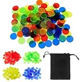 YUVKIN 100 Stück Farbige Bingo, Zähl-Chips, Bingo Spiel, Wertmarken Chips, Plastikmarkierer, Spielchips, diameter of 1.5 cm each