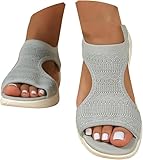 Outdoor Sandalen Damen - Bequem Waschbare Slingback Wandern Slides Sandals mit Weiche Fussbett - Outdoor Wassersandalen Casual Strick Plateau Sandalen Sommerschuhe Frauen