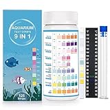 Joygain 9 IN 1 Teststreifen Aquarium Wassertest für Süßwasser: 125 Stück Aquarium Teststreifen Genaue Prüfung Nitrat Nitrit Härte Freies Chlor pH Karbonat Gesamtalkalität für Aquarium Fischtank