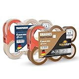 TIGERKRAFT - PAKETKLEBEBAND GERÄUSCHARM INKL ABROLLER - PACKETBAND UV-BESTÄNDIG - KLEBEBAND JE 48MM x 66 METER / 48 MIC - PACKBAND FÜR VERSAND, LAGER HANDWERKEN & BASTELN ZUM VERPACKEN VON PAKETEN